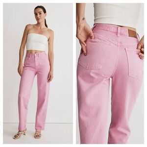Madewell Baggy Straight Jeans 28 Pink Garment Dyed Edition High Rise Loose